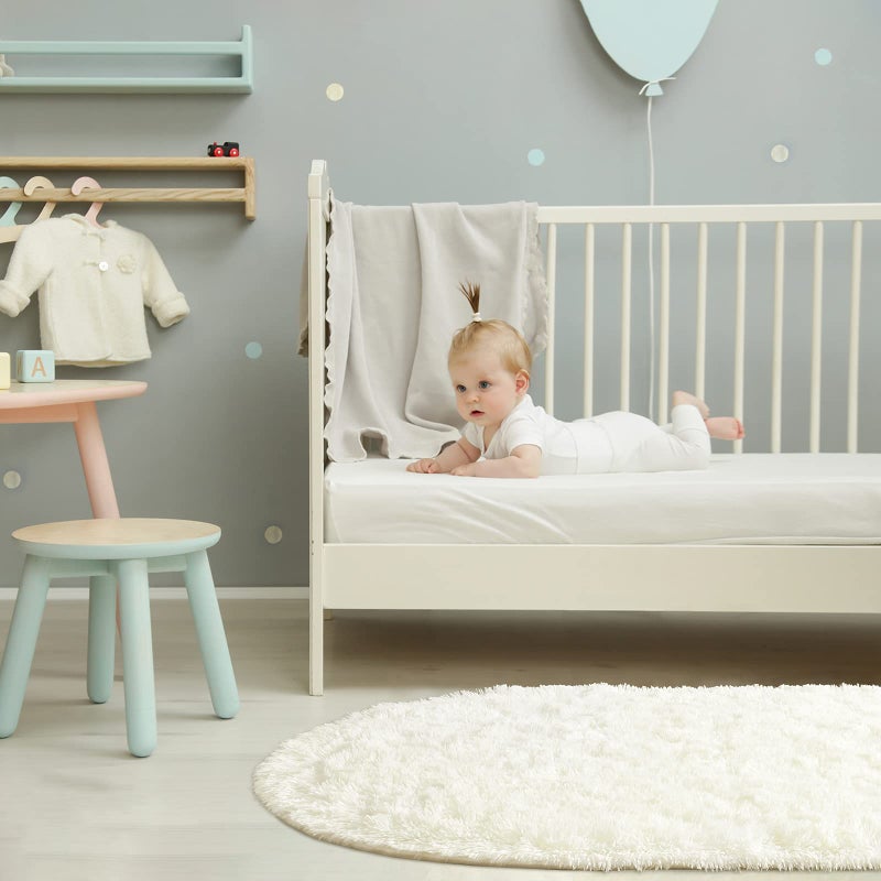 Softlife Fluffy Rugs for Bedroom, Shag Cute Area Rug for Girls/Boys and Kids Baby Room Home Decor, 2.6 x 5.3 Feet Oval Indoor Carpet for Nursery Dorm Living Room, Creamy - Image 5